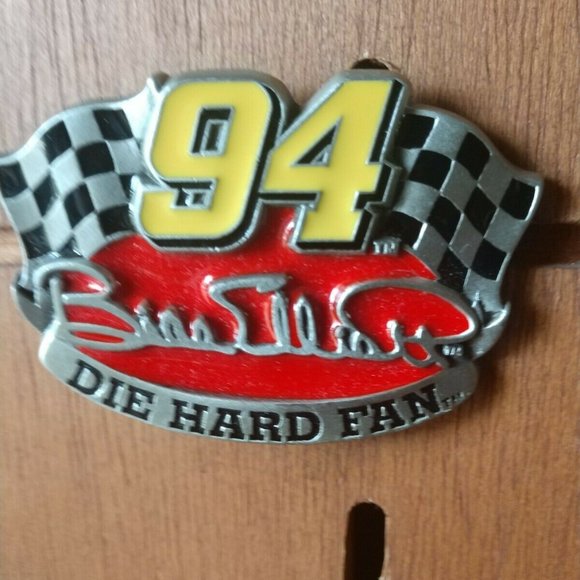 VINTAGE NASCAR Bill Elliott 94 Die Hard Fan Belt Buckle Fine Pewter Of - Picture 5 of 5